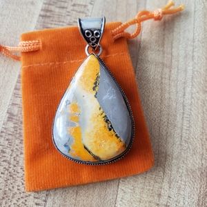 Sterling Silver Bumblebee Jasper Stone Pendant